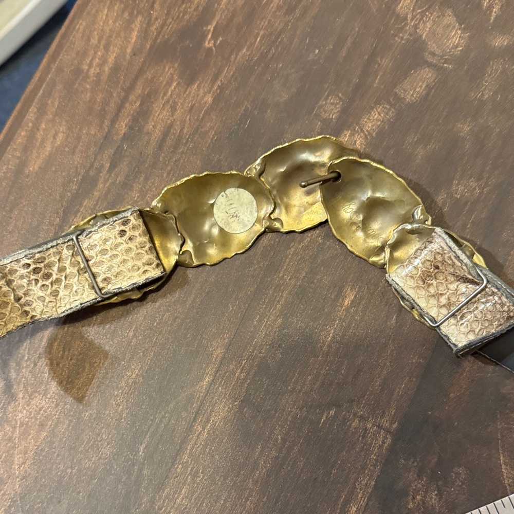 Vintage Gold and Silver Belt with snake skin - Picture 4 of 7